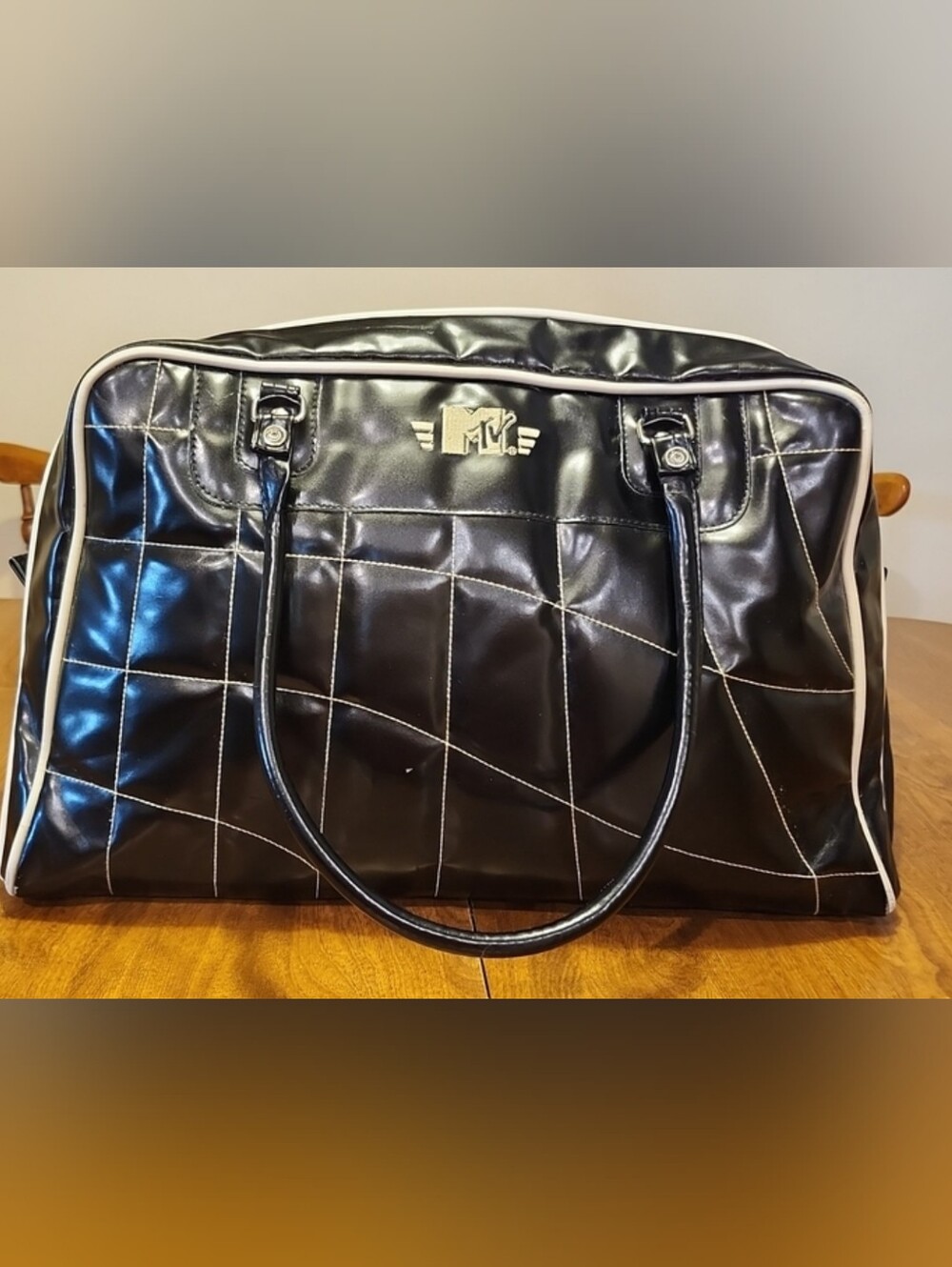 Vintage MTV Handbag/ Tote Bag with White Trim